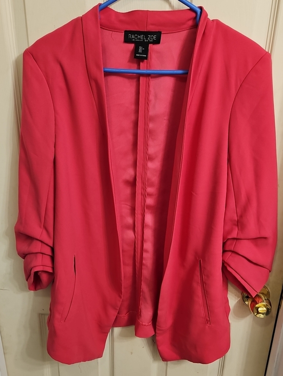 Rachel Zoe Jackets & Blazers - Rachel Zoe Hot Pink Open-Front Ruched Sleeve Blazer
